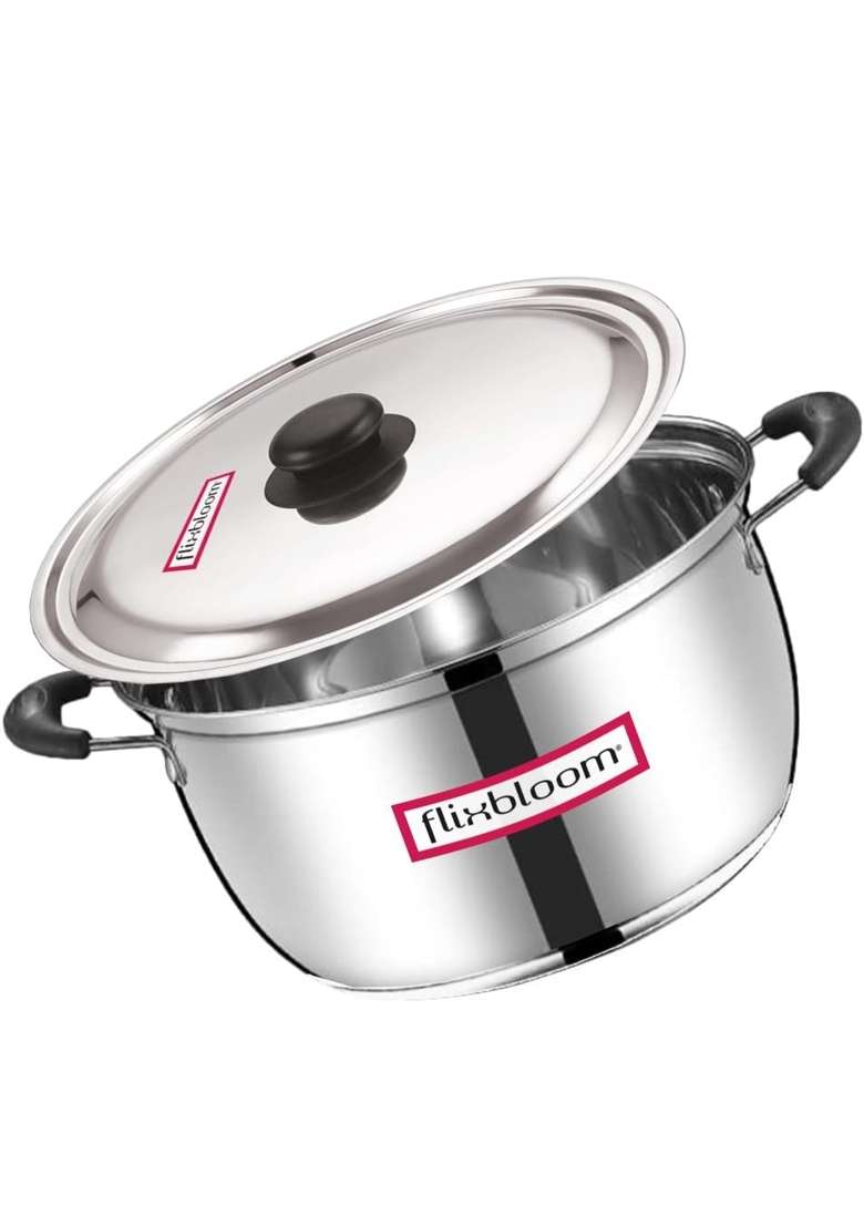FLIXBLOOM Edge Kitchen Thick Triply Bottom | 2.5 L | 2.6 Qt | Induction Compatible | With Lid - Indya