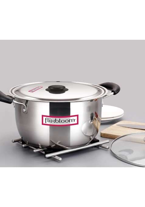 FLIXBLOOM Edge Kitchen Thick Triply Bottom | 2.5 L | 2.6 Qt | Induction Compatible | With Lid