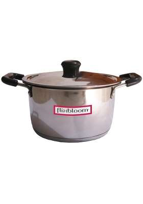 FLIXBLOOM Select Stainless Steel Kitchen Casserole Induction Base | 4 L | 4.2 Qt | Tri-Ply | With Lid