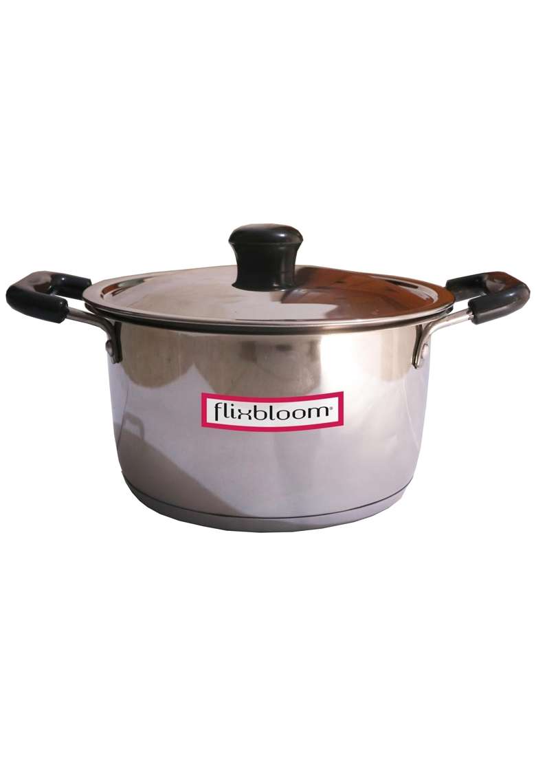 FLIXBLOOM Select Stainless Steel Kitchen Casserole Induction Base | 4 L | 4.2 Qt | Tri-Ply | With Lid - Indya