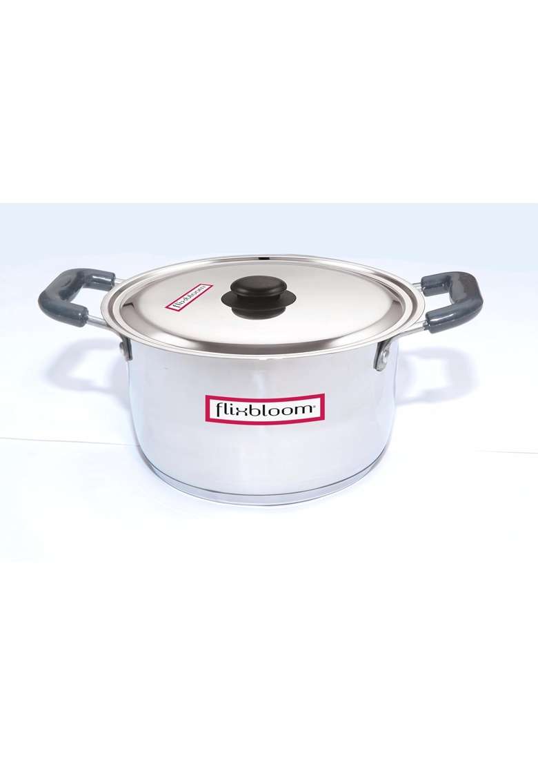 FLIXBLOOM Select Stainless Steel Kitchen Casserole Induction Base | 4 L | 4.2 Qt | Tri-Ply | With Lid - Indya