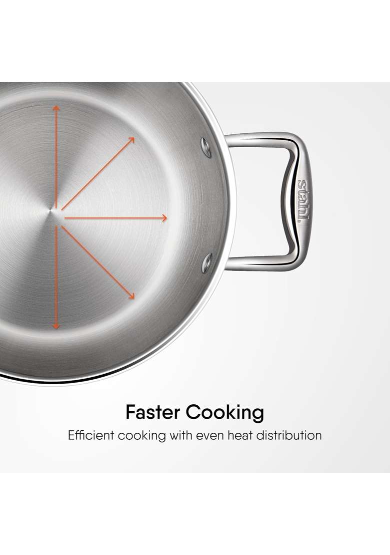 stahl Artisan Triply Stainless Steel Sauce Pot | 2 L | 2.1 Qt | 18 cm | 7.1 Inch | Induction Compatible | With Lid - Indya