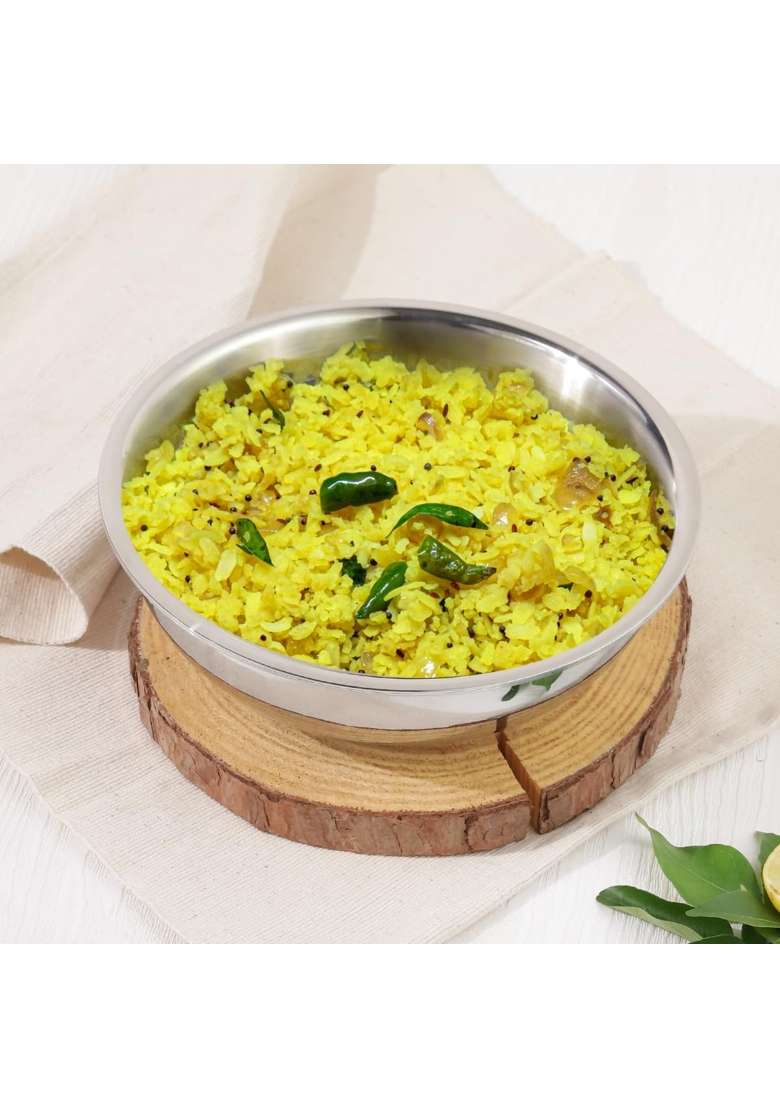 Vinod Platinum Triply Stainless Steel Tasla Kadai Wok | 4.5 L | 4.8 Qt | 30 cm | 11.8 Inch | Induction Compatible | Heavy Bottom - Indya