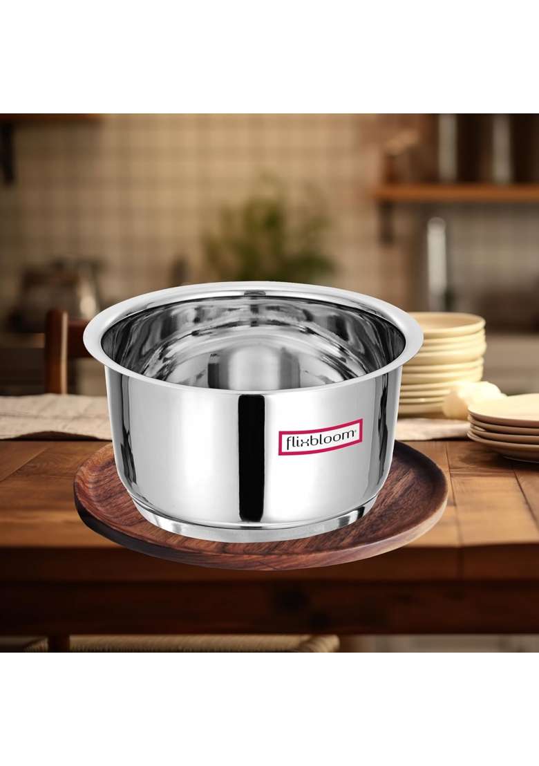 FLIXBLOOM Traditional Stainless Steel | 2.5 L | 2.6 Qt | Induction Compatible | Tri-Ply - Indya