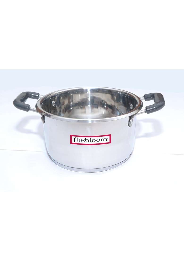 FLIXBLOOM Max Stainless Steel Cook and Serve Triply-Base Handi Kitchen Casserole with Lid | 4 L | 4.2 Qt | Induction Compatible | BPA Free | Food Safe - Indya