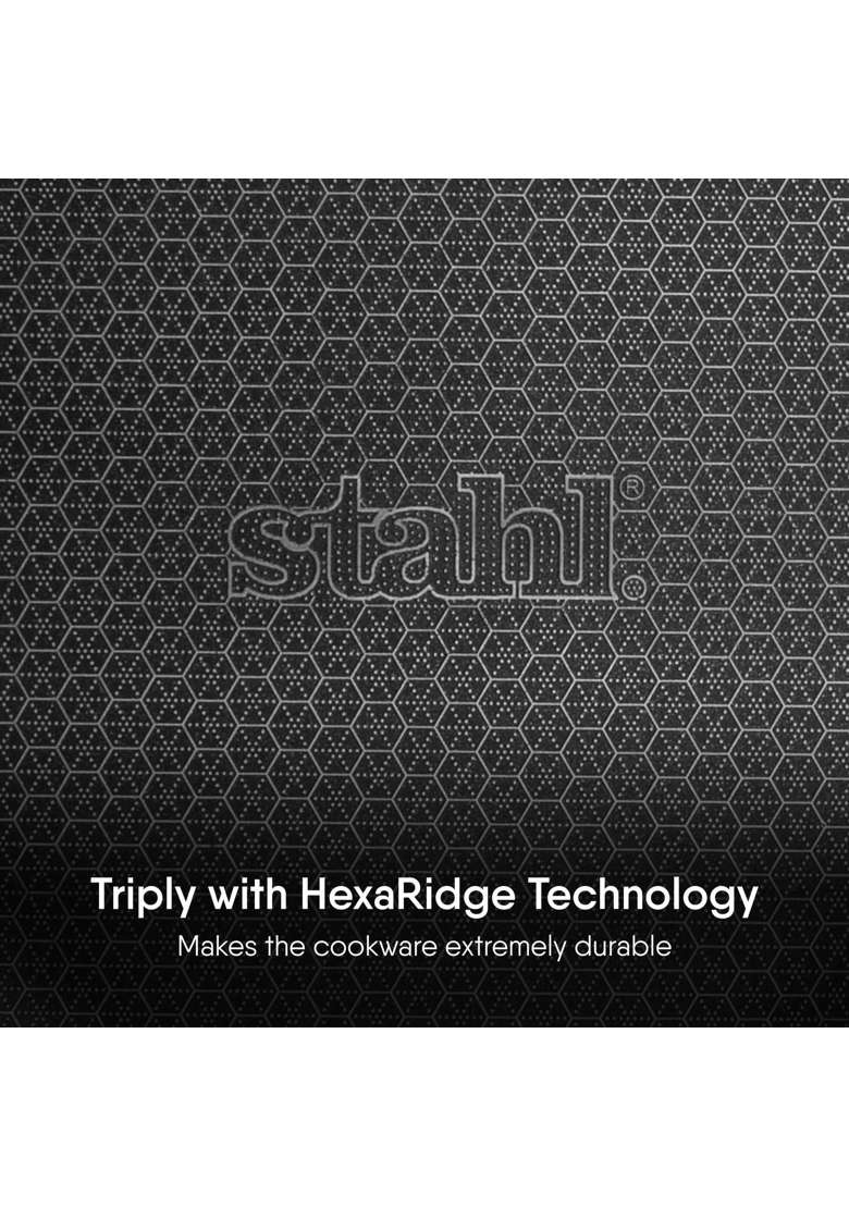 stahl Artisan Hybrid Triply Frying Pan with Lid | 3 L | 3.2 Qt | 28 cm | 11 Inch | Induction Compatible | Non-Stick - Indya