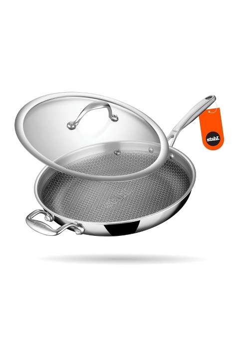 stahl Artisan Hybrid Triply Frying Pan with Lid | 3 L | 3.2 Qt | 28 cm | 11 Inch | Induction Compatible | Non-Stick