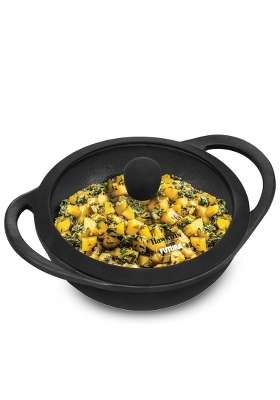 Hawkins Futura Cast Iron Kadhai Wok | 1.5 L | 1.6 Qt | Non-Stick | With Lid