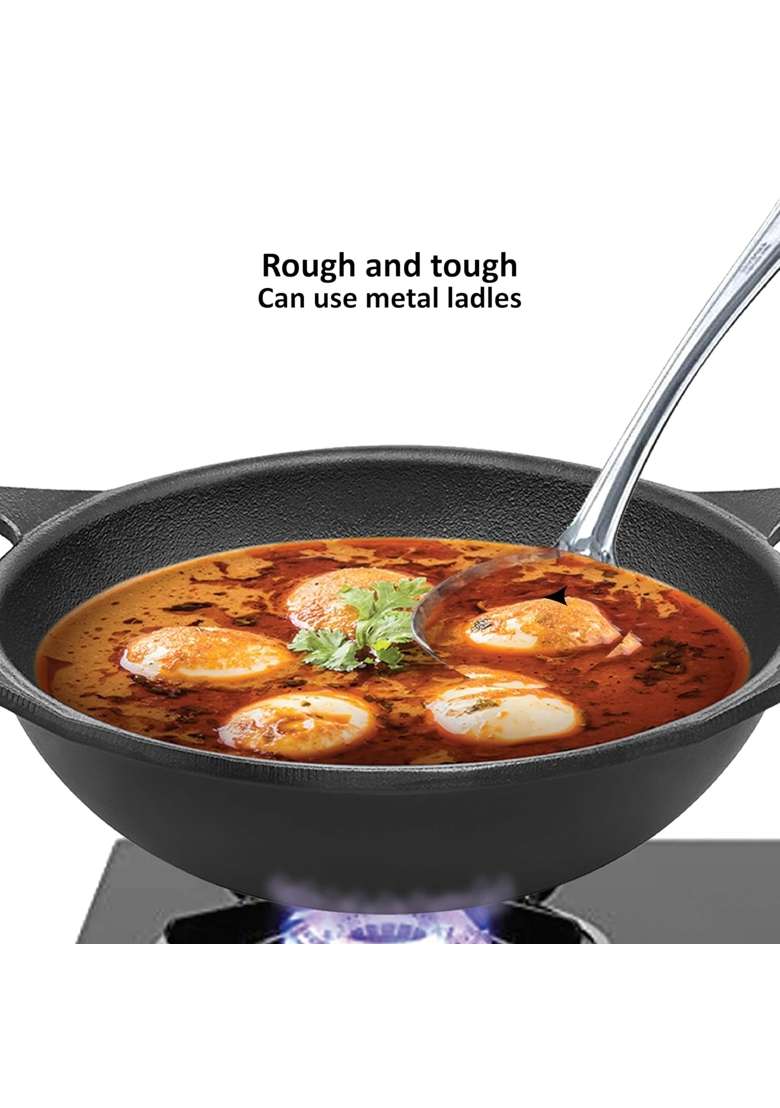 Hawkins Futura Cast Iron Kadhai Wok | 1.5 L | 1.6 Qt | Non-Stick | With Lid - Indya