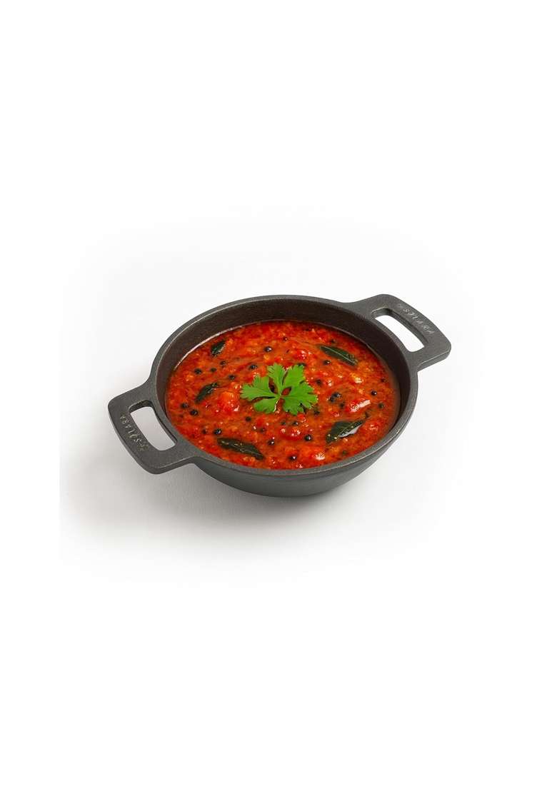SOLARA Pre Seasoned Cast Iron Kadhai Wok | 1 L | 1.1 Qt | 17 cm | 6.7 Inch | Non-Toxic | Non-Stick - Indya