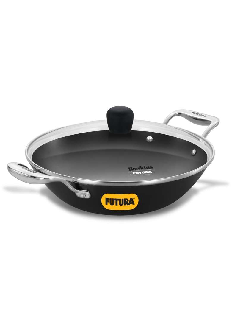 Hawkins Futura Slim Cast Iron Kadhai Wok | 2.5 L | 2.6 Qt | Induction Compatible | With Lid - Indya