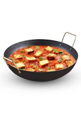 The Indus Valley Pre-Seasoned Iron Kadai Wok with Strong Handles | 2 L | 2.1 Qt | 25 cm | 9.8 Inch | Induction Compatible | Non-Toxic