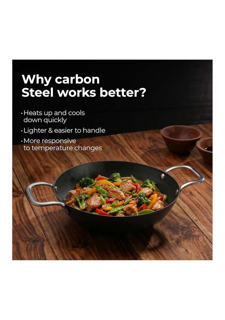 Lifelong Carbon Steel Iron | 24 cm | 9.4 Inch | Induction Compatible | Non-Stick - Indya