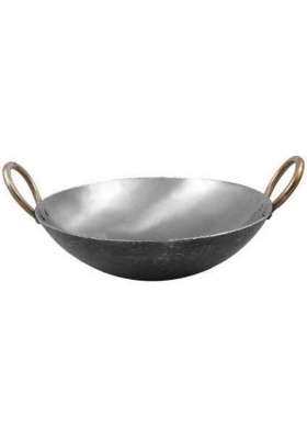 Super HK Iron Medium Size Kadhai Wok with Large Handle for Cooking | 1.8 L | 1.9 Qt | 10 Inch