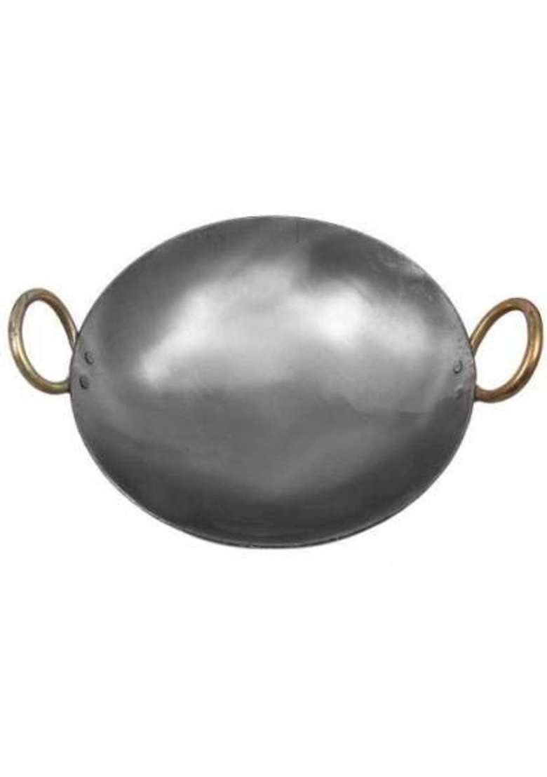 Super HK Iron Medium Size Kadhai Wok with Large Handle for Cooking | 1.8 L | 1.9 Qt | 10 Inch - Indya