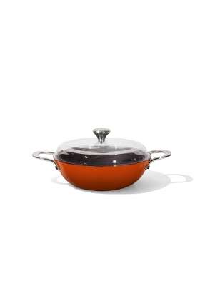 CUMIN CO. Enamel Cast Iron Kadai Wok LITE with Lid | 2 L | 2.1 Qt | 24 cm | 9.4 Inch | Induction Compatible | Heavy Bottom | Non-Toxic