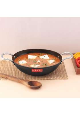 HAZEL Traditional Iron Kadhai Wok Deep Bottom Kadai Frying Kadhai Handmade Loha Lokhand | 3000 ml | 101.4 fl oz | 27 cm | 10.6 Inch