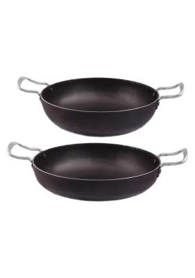 KITCHEN SHOPEE Iron Deep Kadai Wok Frying Pan for Cooking | 3.5 L | 3.7 Qt | 8 Inch