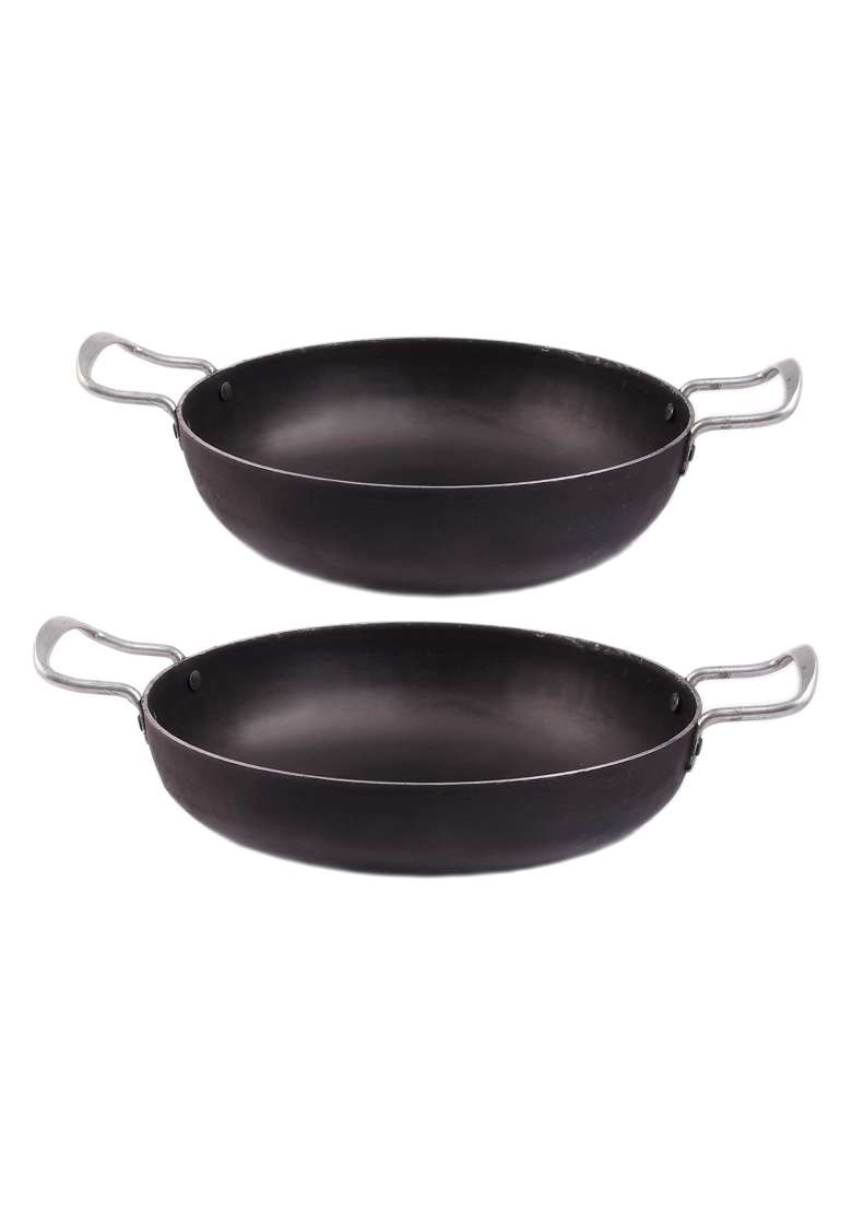 KITCHEN SHOPEE Iron Deep Kadai Wok Frying Pan for Cooking | 3.5 L | 3.7 Qt | 8 Inch - Indya