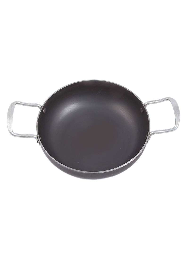 KITCHEN SHOPEE 2 PES Iron Cookware Set Combo Deep Kadai Wok Frying Pan Cooking Fry Kadhai Heavy | 4.5 L | 4.8 Qt | Induction Compatible - Indya