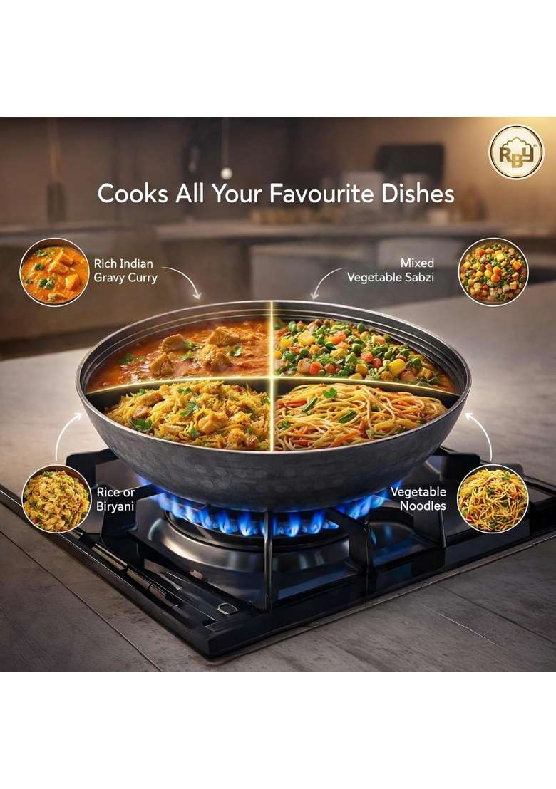 RBY | 3 L | 3.2 Qt | 28 cm | 11 Inch | Induction Compatible | Hammered Finish | Food Safe - Indya