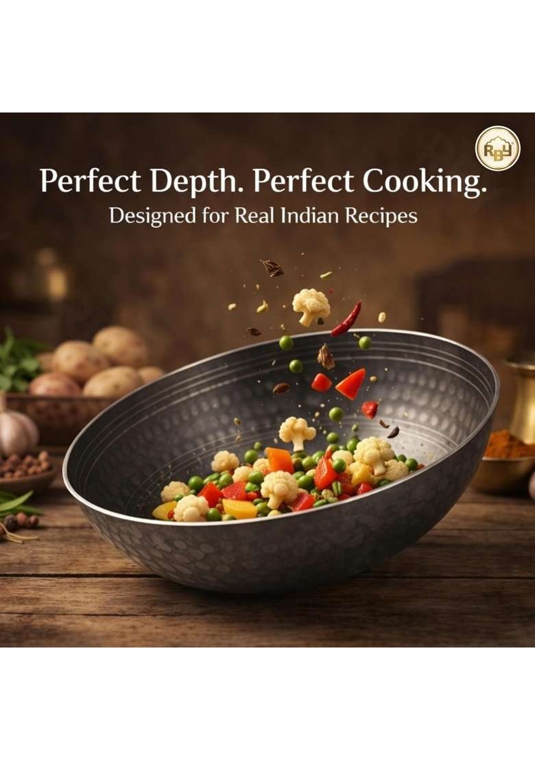 RBY | 3 L | 3.2 Qt | 28 cm | 11 Inch | Induction Compatible | Hammered Finish | Food Safe - Indya