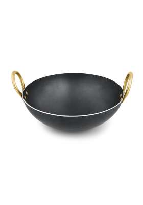 RBY Pure Iron Kadai Heavy Bottom Wok Frying Pan Lohe Ki Kadhai Smooth Edge Riveted | 3 L | 3.2 Qt