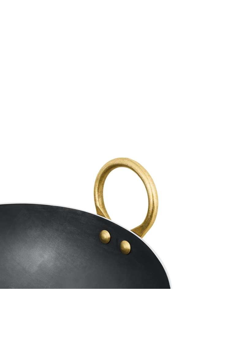 RBY Pure Iron Kadai Heavy Bottom Wok Frying Pan Lohe Ki Kadhai Smooth Edge Riveted | 3 L | 3.2 Qt - Indya