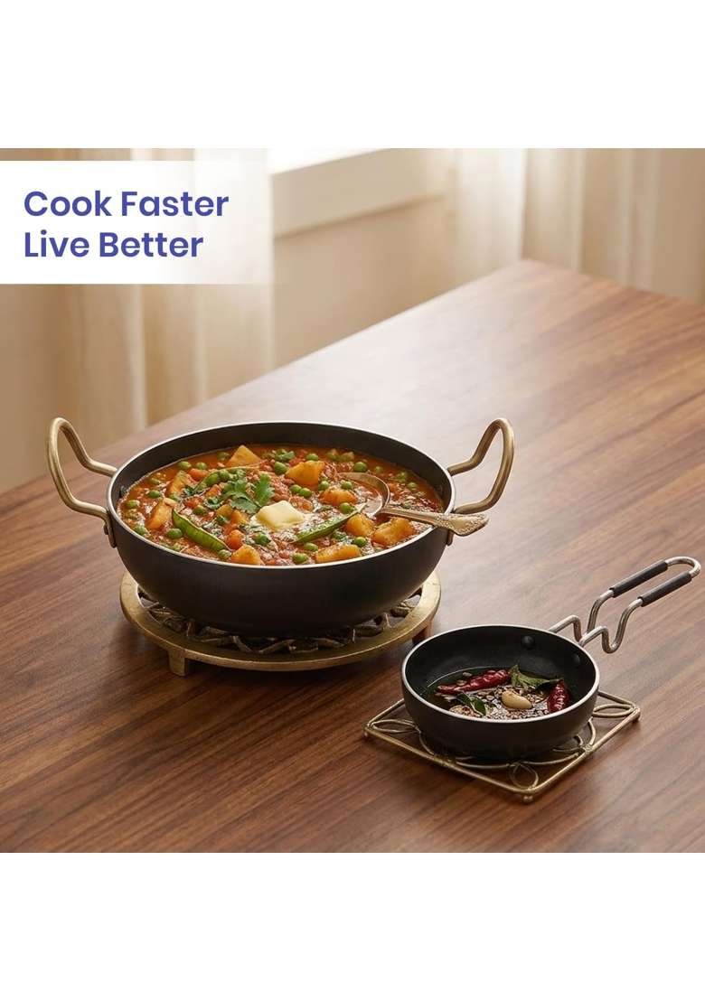 DOZY Iron Kadhai Wok and Tadka Pan Combo | Pre-Seasoned - Indya