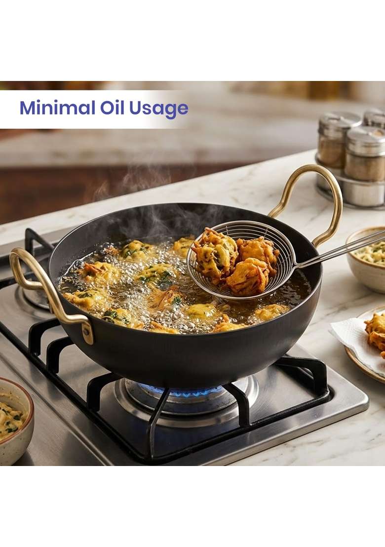 DOZY Iron Kadhai Wok and Tadka Pan Combo | 2-Piece Set - Indya