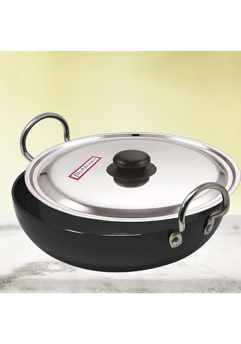 FLIXBLOOM Latest Black Hard Anodized Induction Base Bottom Cookware Set for Kitchen | 3 L | 3.2 Qt | Non-Toxic | With Lid