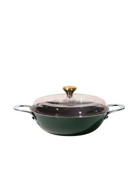 CUMIN CO. Enamel Cast Iron Kadai Wok LITE with Lid | 4 L | 4.2 Qt | 28 cm | 11 Inch | Induction Compatible | Heavy Bottom | Non-Toxic