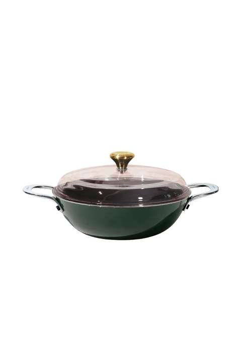 CUMIN CO. Enamel Cast Iron Kadai Wok LITE with Lid | 4 L | 4.2 Qt | 28 cm | 11 Inch | Induction Compatible | Heavy Bottom | Non-Toxic