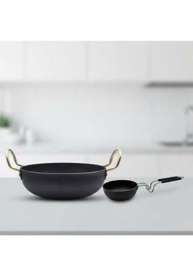 DOZY Iron Kadhai Wok Tadka Pan Combo