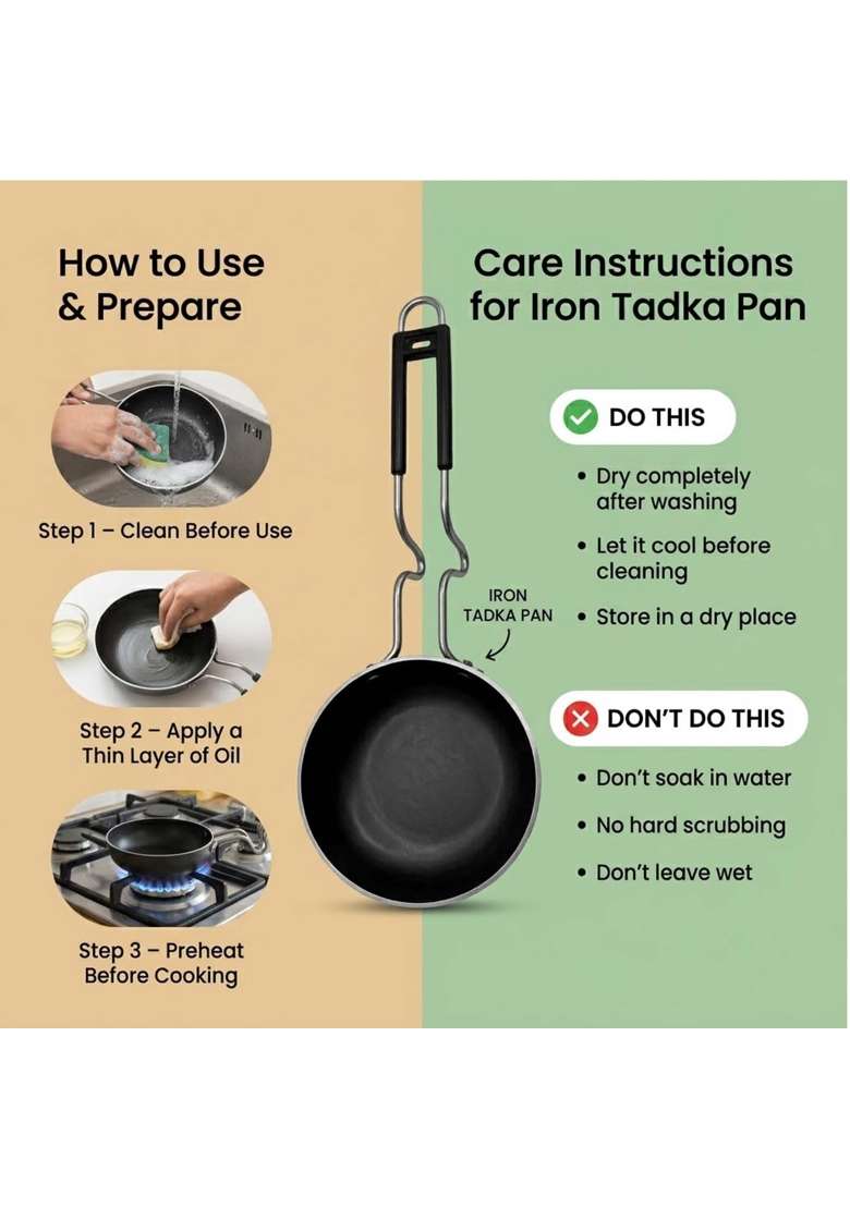 DOZY Iron Tadka Pan Combo | 2-Piece Set | Pre-Seasoned - Indya