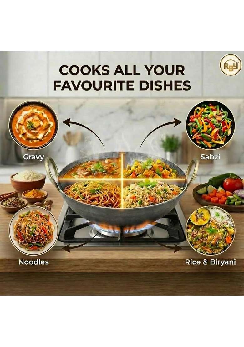 RBY | 3.5 L | 3.7 Qt | 28.8 cm | 11.3 Inch | Induction Compatible | Heavy Bottom | Hammered Finish | Food Safe - Indya