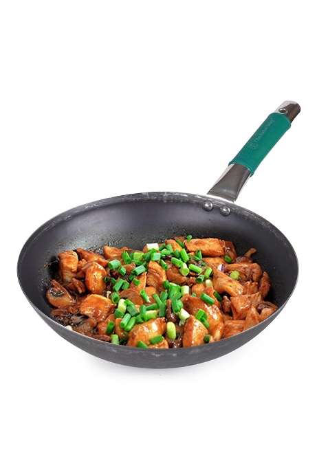 The Indus Valley Pure Iron Wok with Silicone Grip | 3.5 L | 3.7 Qt | 30.8 cm | 12.1 Inch | Non-Toxic | Pre-Seasoned