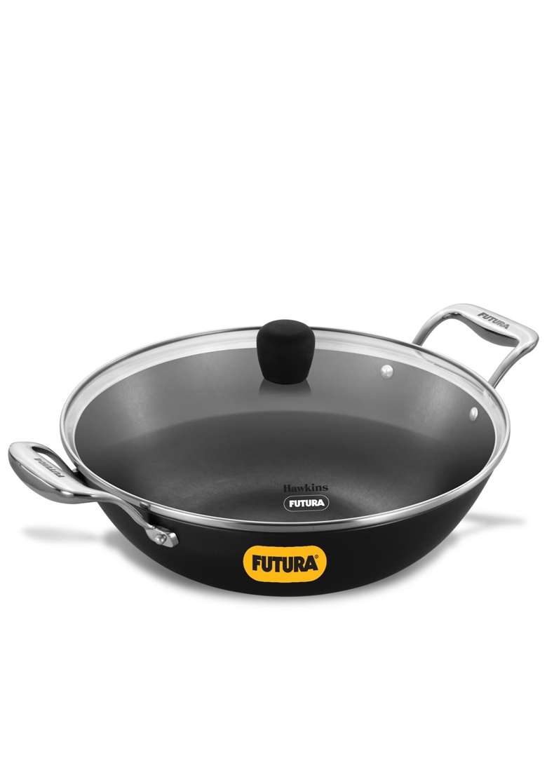 Hawkins Futura Slim Cast Iron Kadhai Wok | 4 L | 4.2 Qt | Induction Compatible | With Lid - Indya