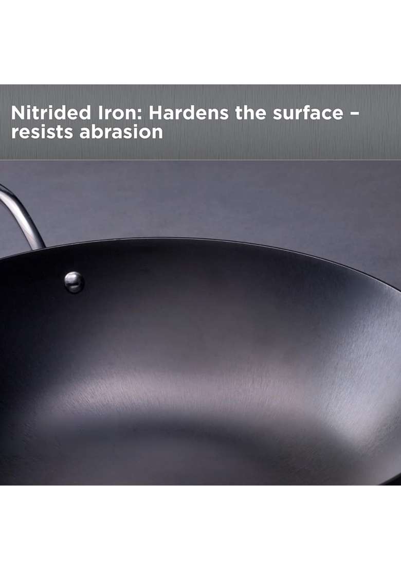 Hawkins Futura Slim Cast Iron Kadhai Wok | 4 L | 4.2 Qt | Induction Compatible | With Lid - Indya