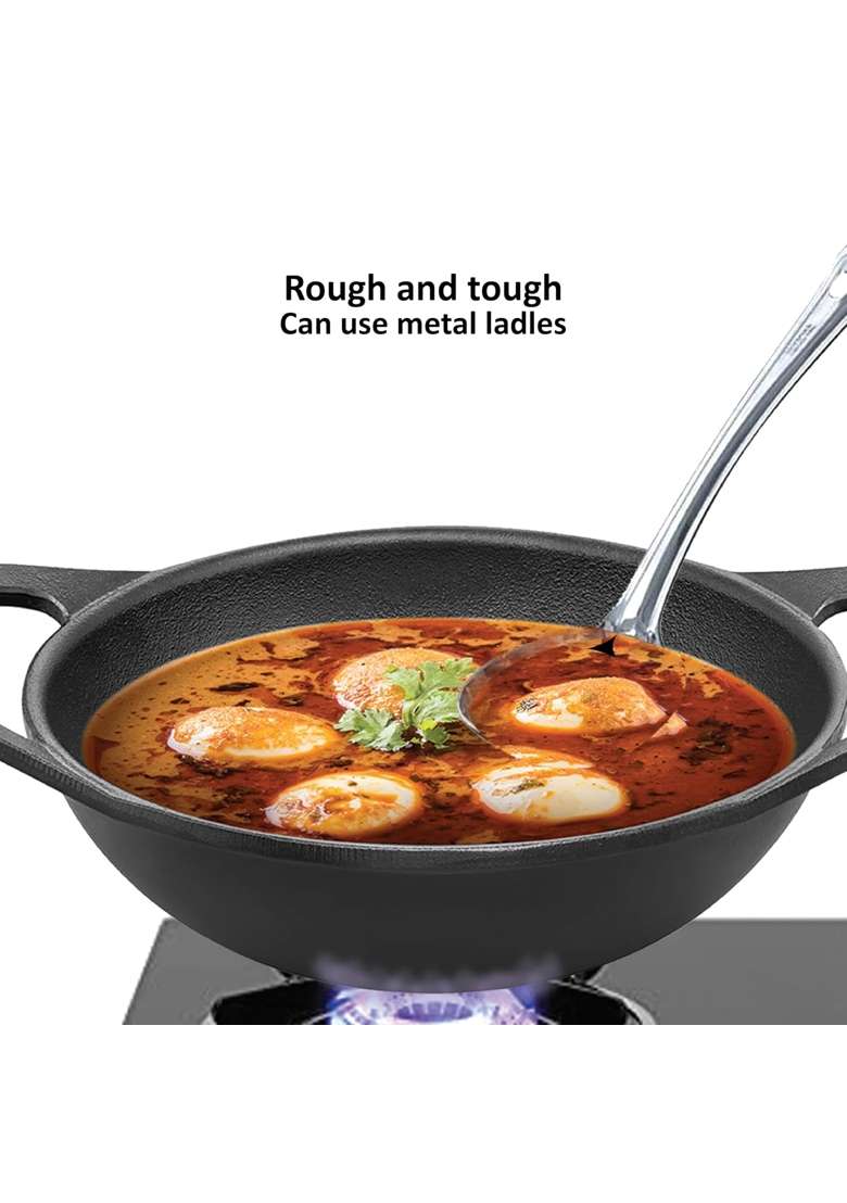 Hawkins Futura Cast Iron Kadhai Wok | 3.5 L | 3.7 Qt | Non-Stick | With Lid - Indya