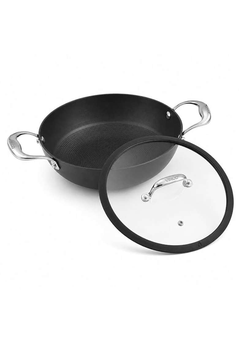 Vinod Ferona Lightweight Cast Iron Kadai Wok | 2.5 L | 2.6 Qt | 26 cm | 10.2 Inch | PFOA Free | Rust Resistant - Indya
