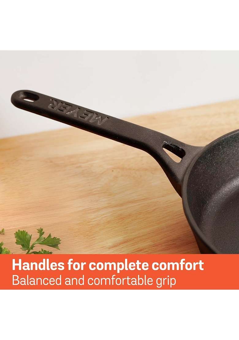 Meyer Pre-Seasoned Cast Iron Frypan | 1.61 L | 1.7 Qt | 20 cm | 7.9 Inch | Induction Compatible - Indya