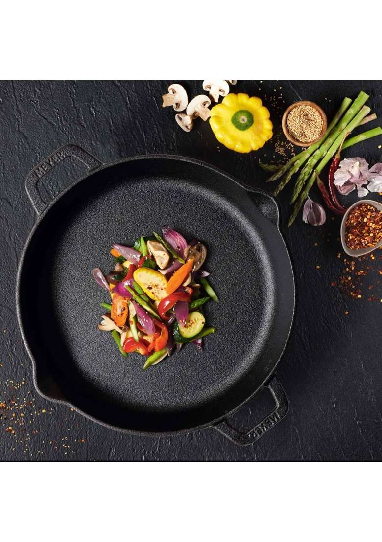 Meyer Pre Seasoned Cast Iron Skillet | 1.6 L | 1.7 Qt | 24 cm | 9.4 Inch | Induction Compatible - Indya