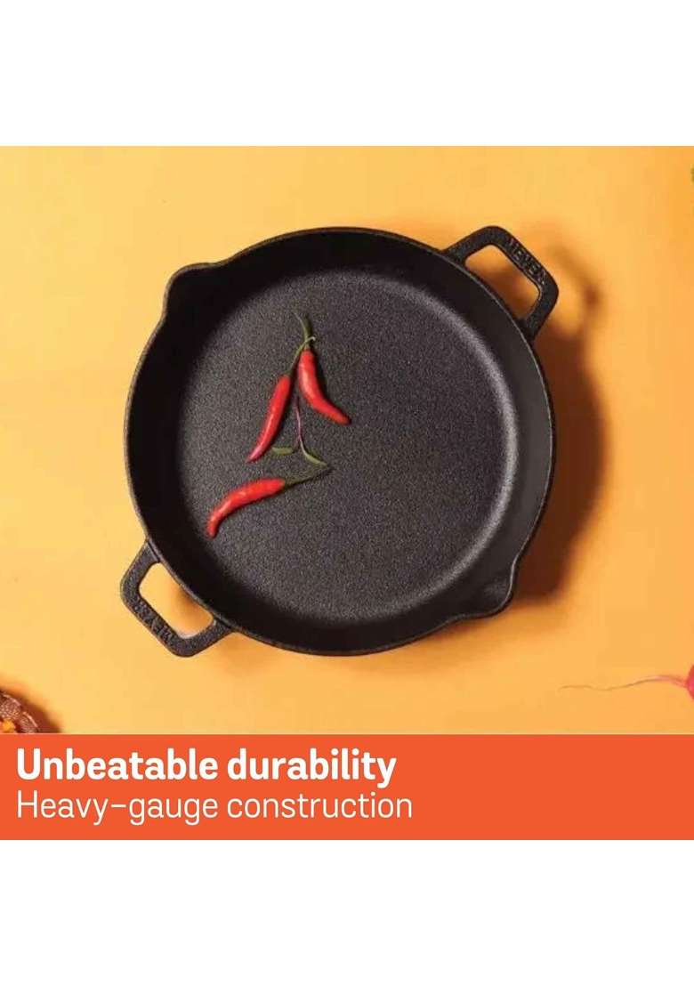 Meyer Pre Seasoned Cast Iron Skillet | 1.6 L | 1.7 Qt | 24 cm | 9.4 Inch | Induction Compatible - Indya