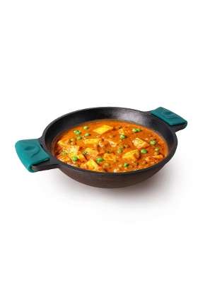 The Indus Valley Pre-Seasoned Cast Iron Kadai with Silicone Grip | 2.5 L | 2.6 Qt | 25.4 cm | 10 Inch | Non-Toxic | Non-Stick