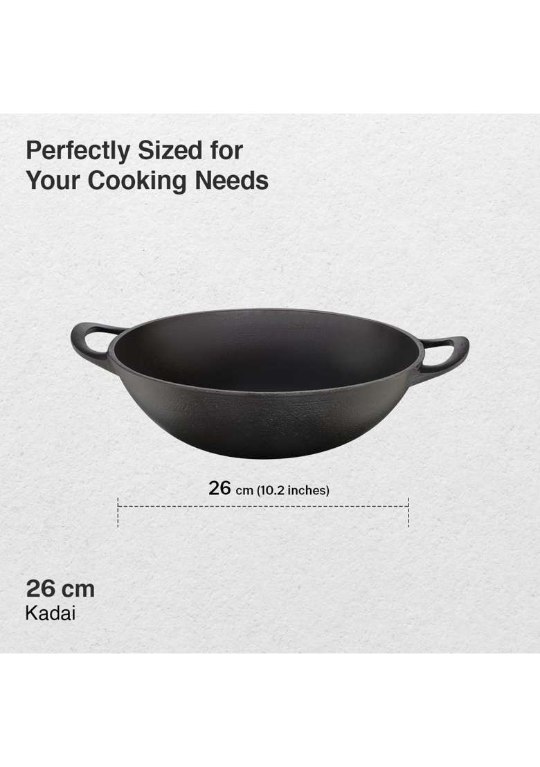 Prestige Cast Iron Kadai Wok | 26 cm | 10.2 Inch | Induction Compatible - Indya