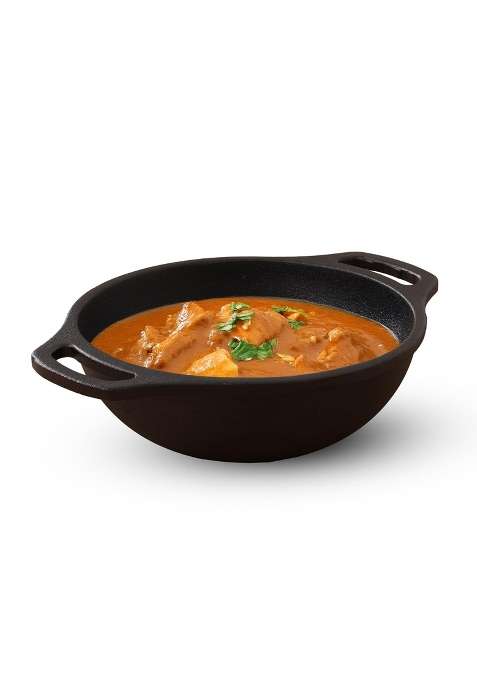 The Indus Valley Premium Cast Iron Kadai Wok with Flat Handles | 1.5 L | 1.6 Qt | 20.9 cm | 8.2 Inch | Non-Toxic | Pre-Seasoned | Non-Stick