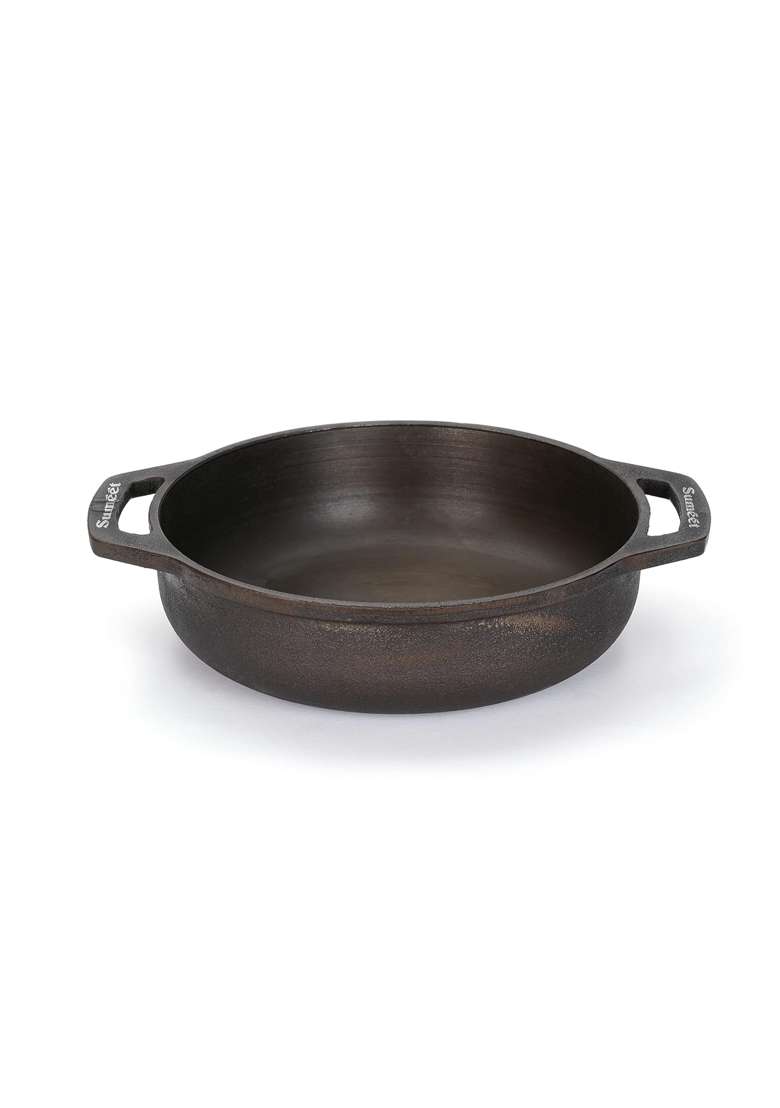 Sumeet Super Smooth Gold Series Pre Seasoned Cast Iron Kadai Wok for Cooking Deep Fry Saute | 2 L | 2.1 Qt | 22.5 cm | 8.9 Inch - Indya
