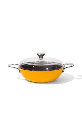 CUMIN CO. Enamel Cast Iron Kadai Wok LITE with Lid | 5.5 L | 5.8 Qt | 32 cm | 12.6 Inch | Induction Compatible | Heavy Bottom | Non-Toxic