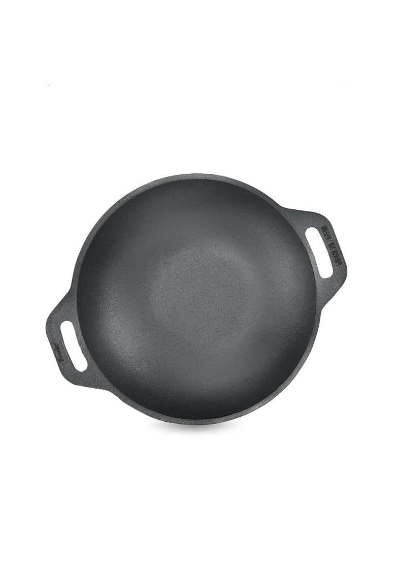 Tannu Craft Cast Iron Kadai Wok | 26 cm | 10.2 Inch | Induction Compatible - Indya